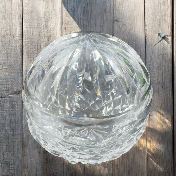 Vintage Clear Glass Crystal Orb Ashtray Sphere Bowl Dish Mid Century Marked VTG - Picture 2 of 14